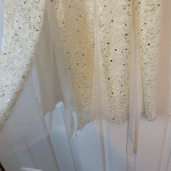 White Shimmer Dress w lace details - Picture 4 of 4